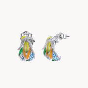 Rainbow Feather Silver Stud Earrings